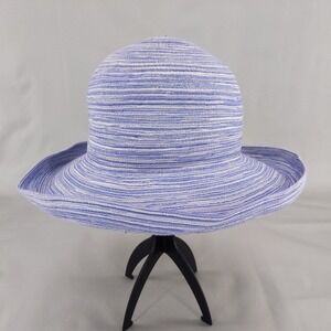 Wallaroo Sydney Sun Hat Blue White Striped Packable Adjustable Wide Brim